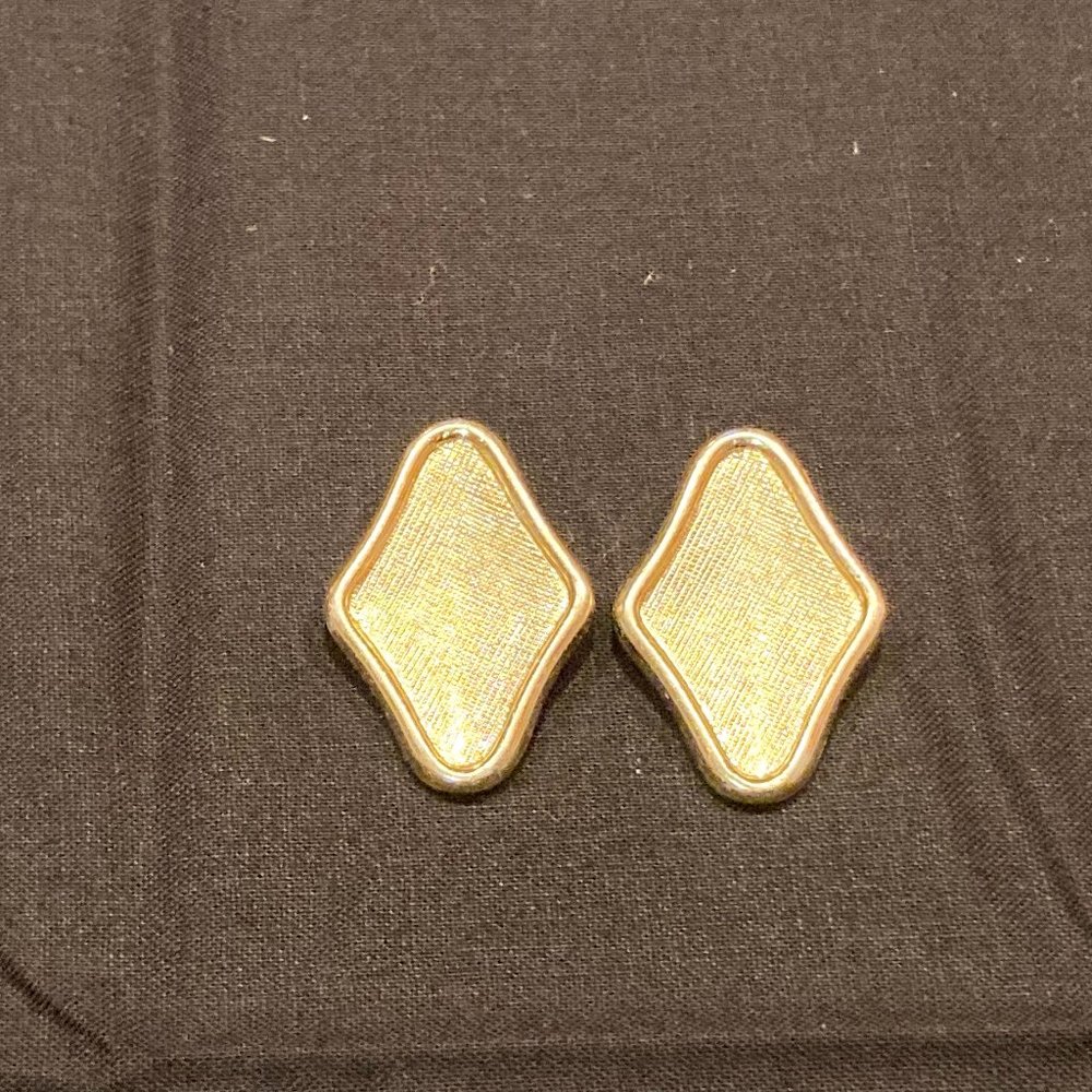 Vintage Gold Tone Diamond Shape Earrings Clip On
